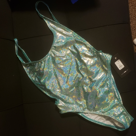Fashion Nova Standout Metallic Swimsuit - Picture 5 of 6